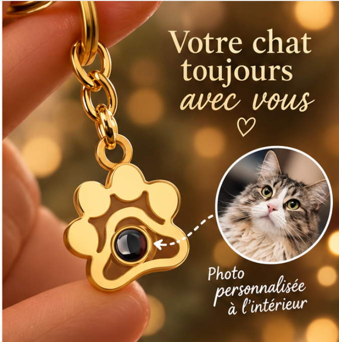 Porte-clés patte personnalisé avec photo de votre animal