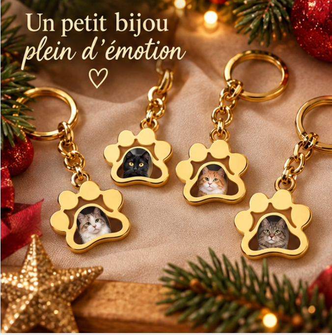 Porte-clés patte personnalisé avec photo de votre animal