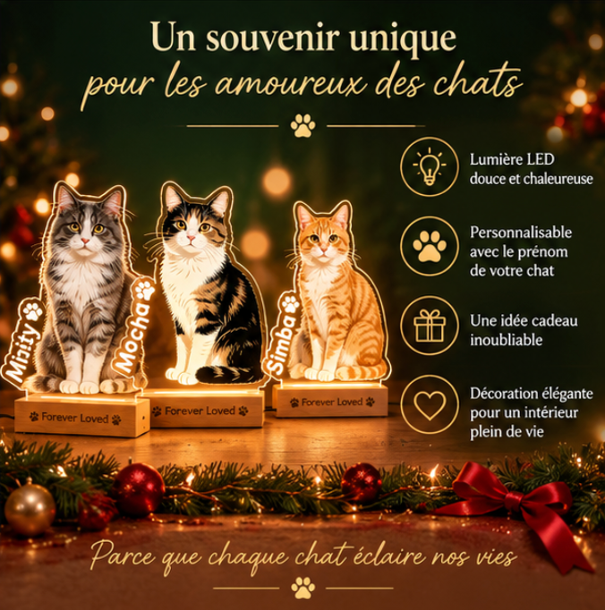 Lampe LED personnalisée avec photo et texte de votre animal