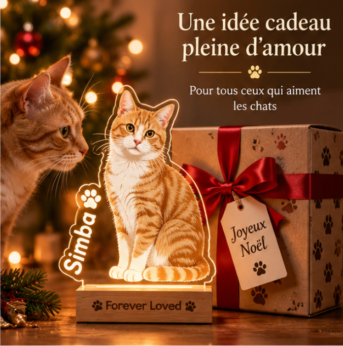 Lampe LED personnalisée avec photo et texte de votre animal