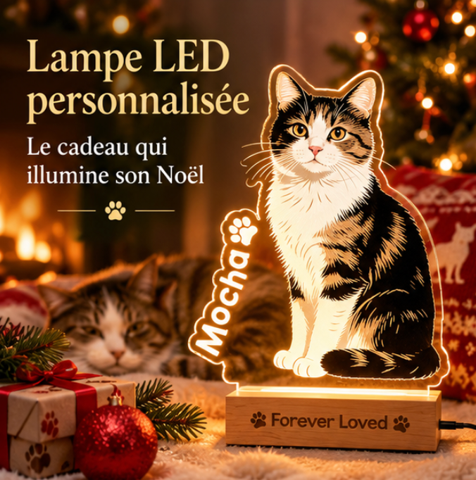 Lampe LED personnalisée avec photo et texte de votre animal