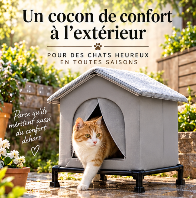 Niche d’extérieur pliable et lavable pour chat