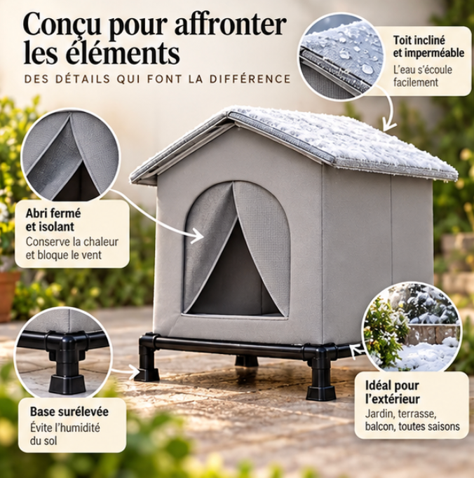 Niche d’extérieur pliable et lavable pour chat