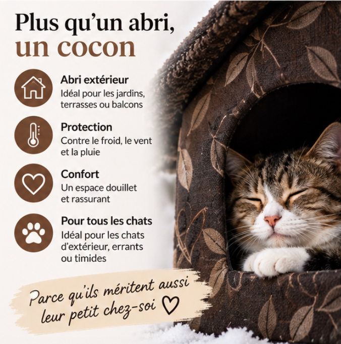 Maison pour chat en tissu Oxford lavable à motif feuillage