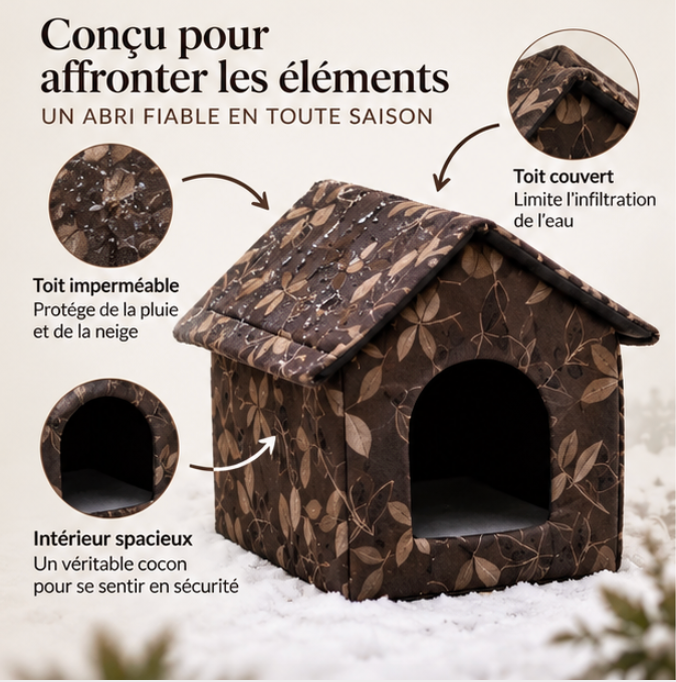 Maison pour chat en tissu Oxford lavable à motif feuillage