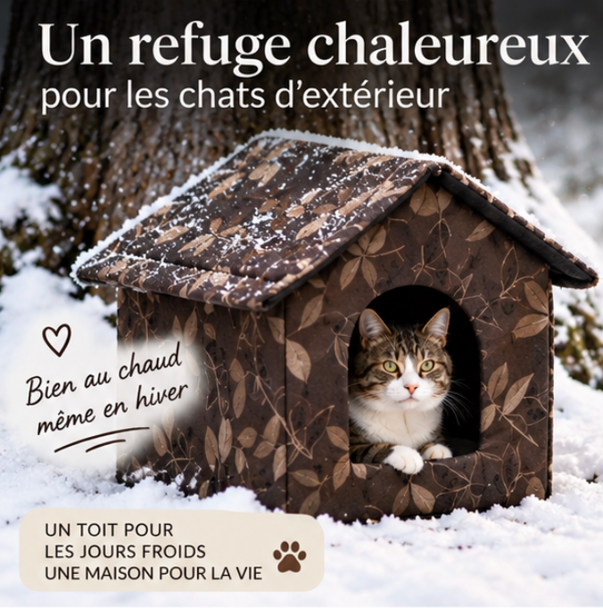 Maison pour chat en tissu Oxford lavable à motif feuillage