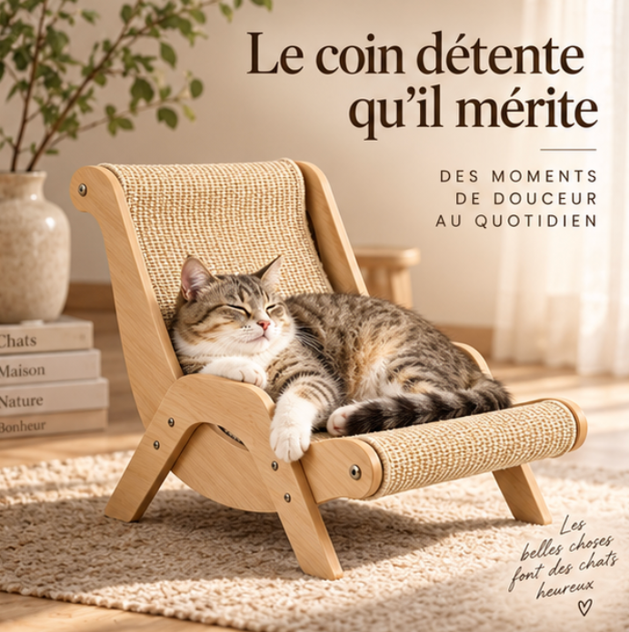 Chaise longue griffoir pour chat en sisal naturel
