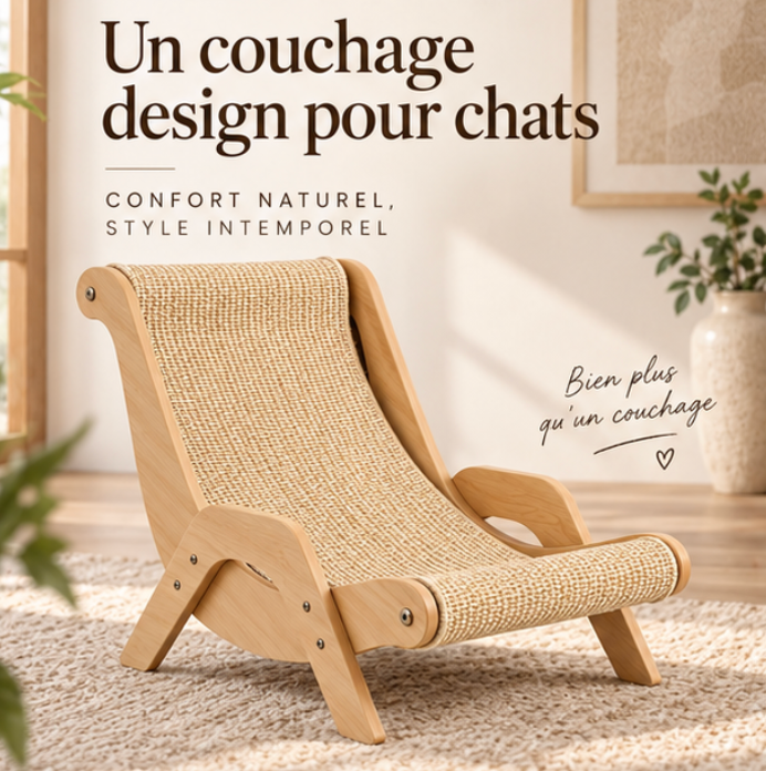 Chaise longue griffoir pour chat en sisal naturel