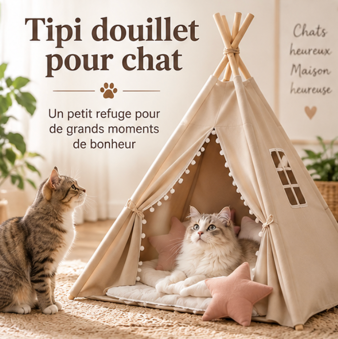 Tente tipi pour chat avec tapis moelleux et coussins