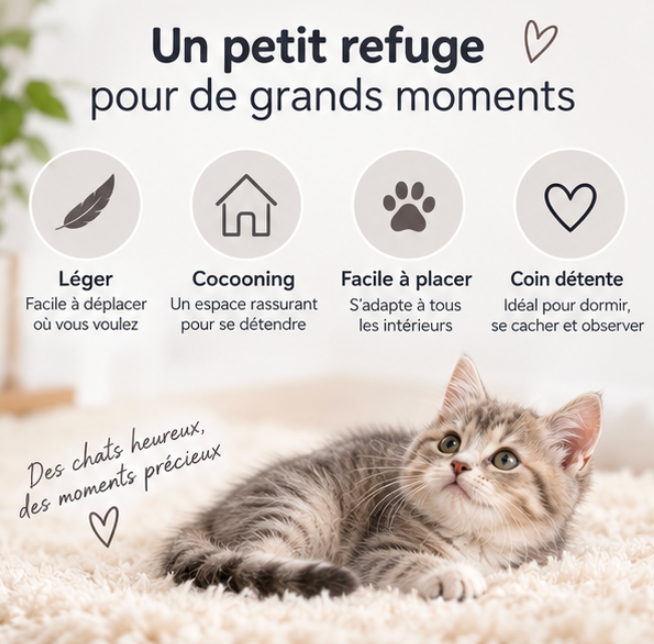 Tipi pour chat en coton et bois de pin à motifs chevrons