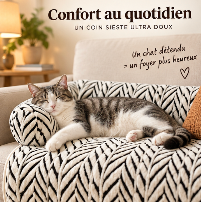 Tapis de protection pour canapé avec rebords rembourrés pour chat