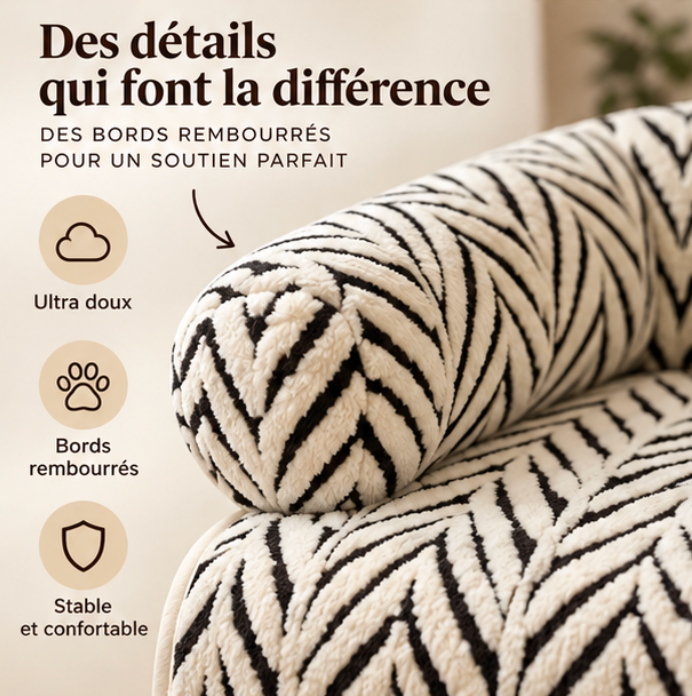 Tapis de protection pour canapé avec rebords rembourrés pour chat