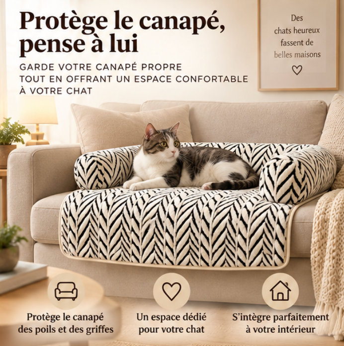 Tapis de protection pour canapé avec rebords rembourrés pour chat