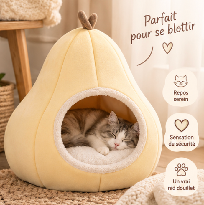 Lit pour chat en forme de poire avec intérieur douillet