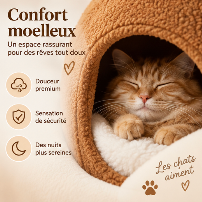 Lit pour chat en forme d’escargot avec coussin amovible et lavable
