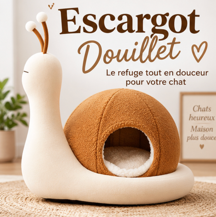 Lit pour chat en forme d’escargot avec coussin amovible et lavable