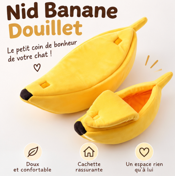 Lit pour chat en forme de banane avec rabat