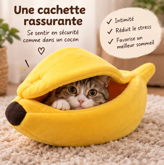 Lit pour chat en forme de banane avec rabat