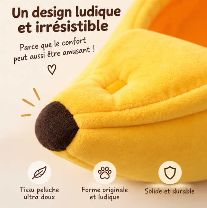 Lit pour chat en forme de banane avec rabat