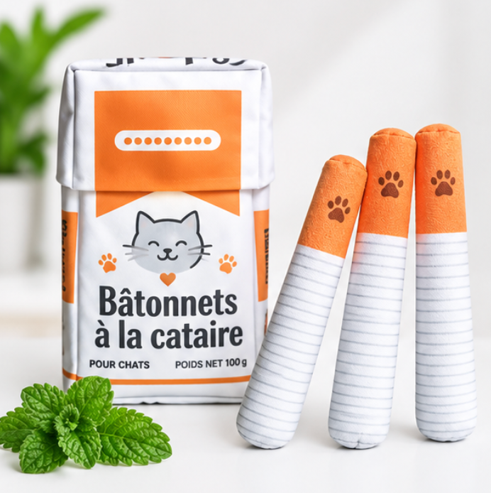 Jouet pour chat en tissu en forme de cigarette