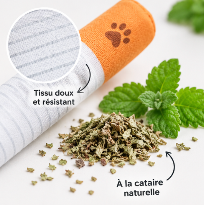 Jouet pour chat en tissu en forme de cigarette