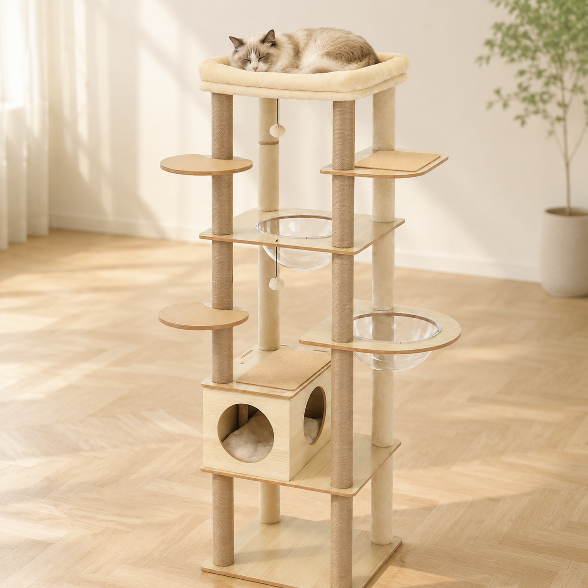 Arbre à chat en bois XXL à multi-niveaux