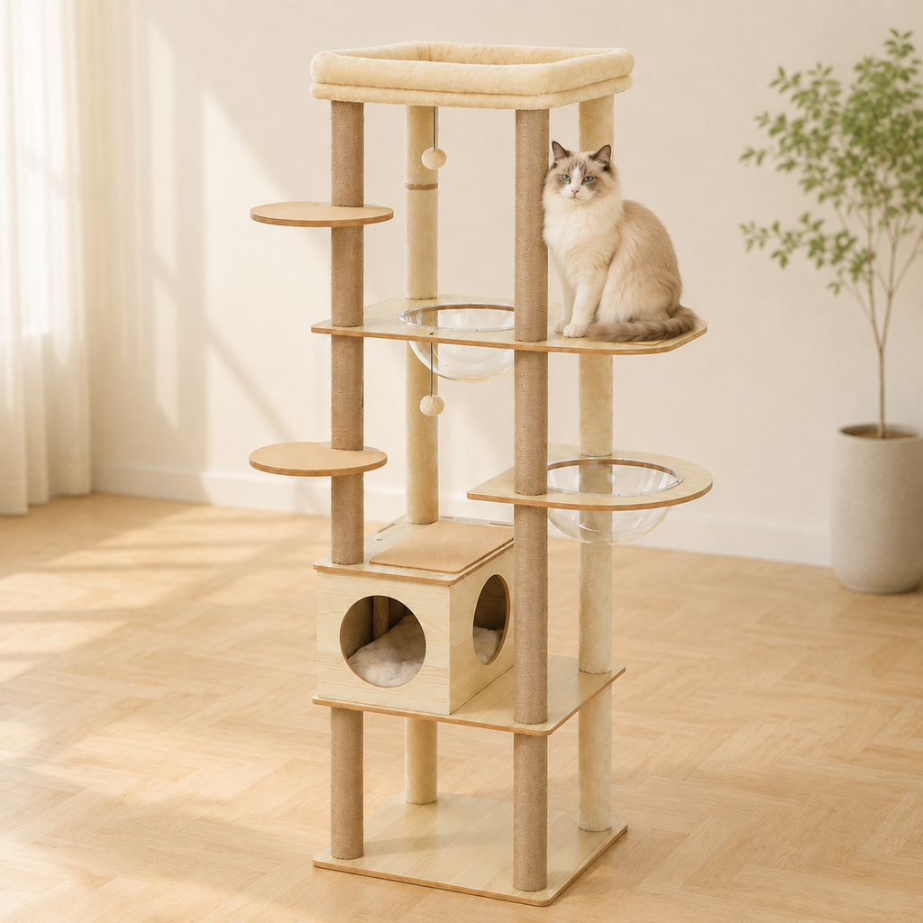 Arbre à chat en bois XXL à multi-niveaux