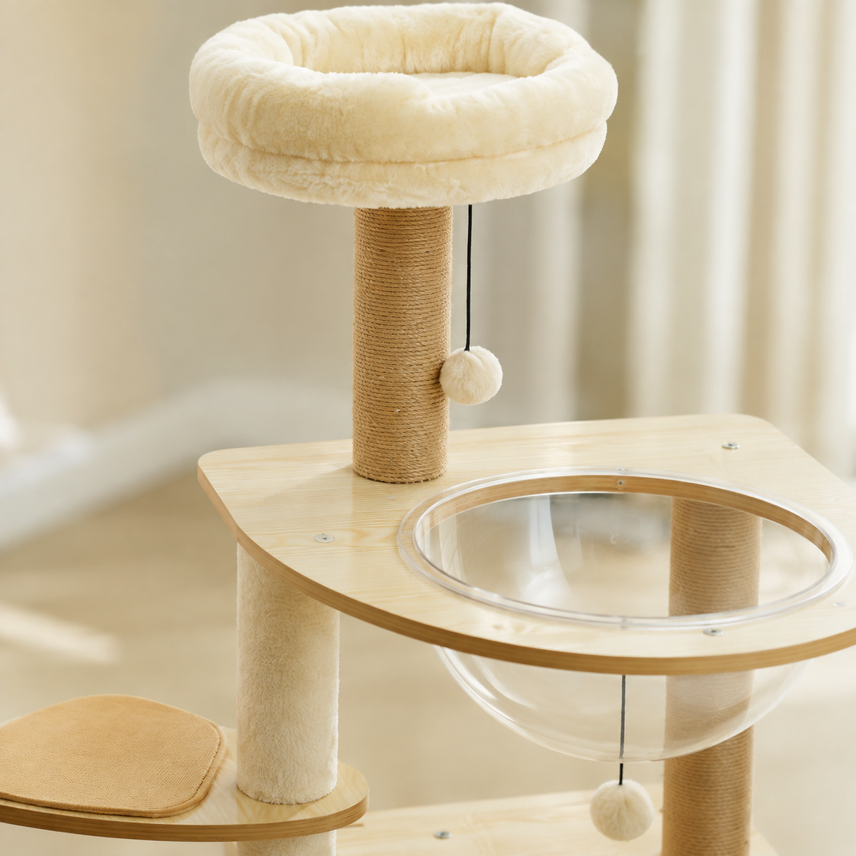 Arbre à chat en bois avec niche