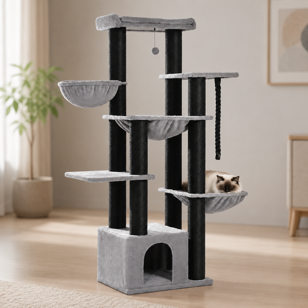 L’arbre à chat XXL noir pour Maine Coon et chats de grande taille