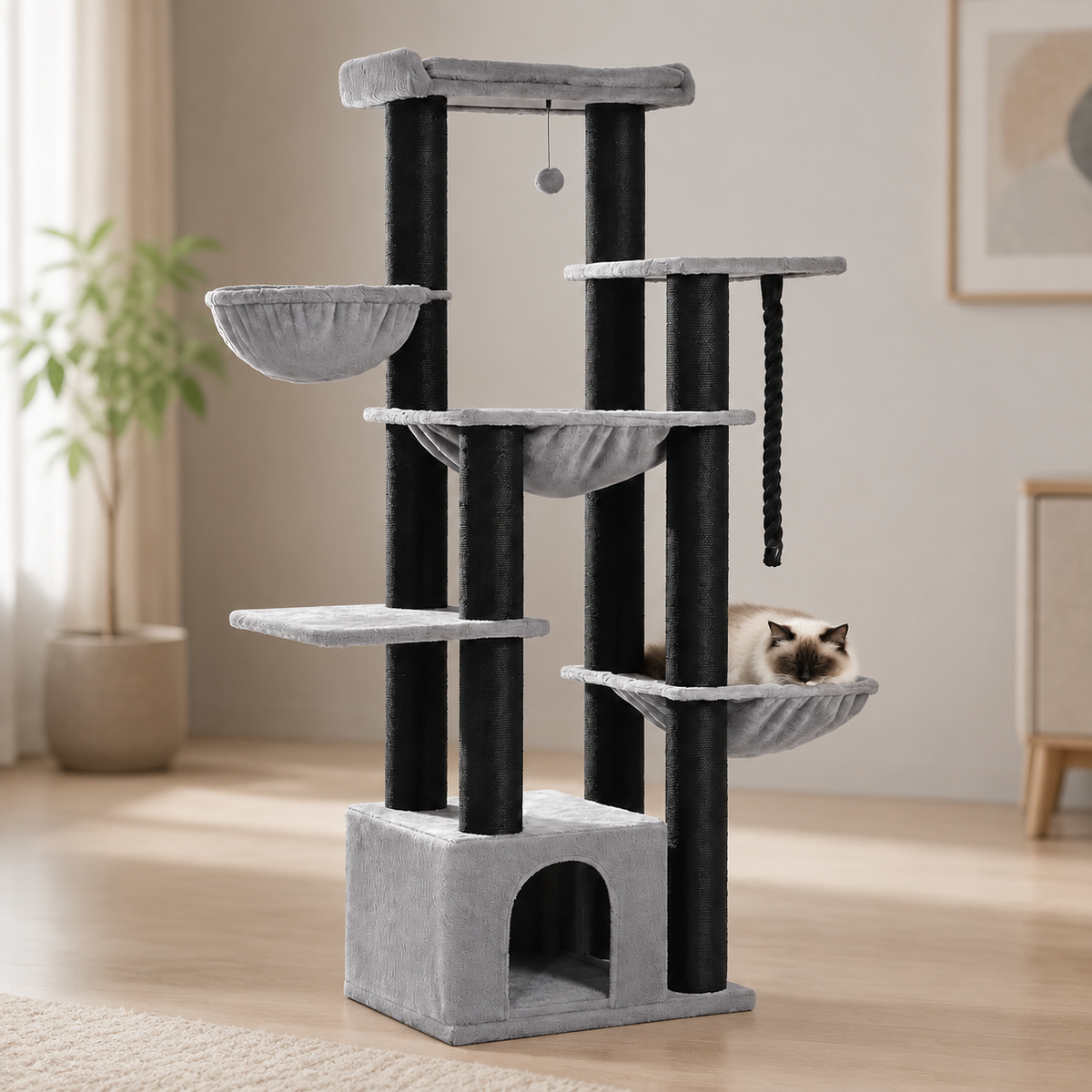 L’arbre à chat XXL noir pour Maine Coon et chats de grande taille