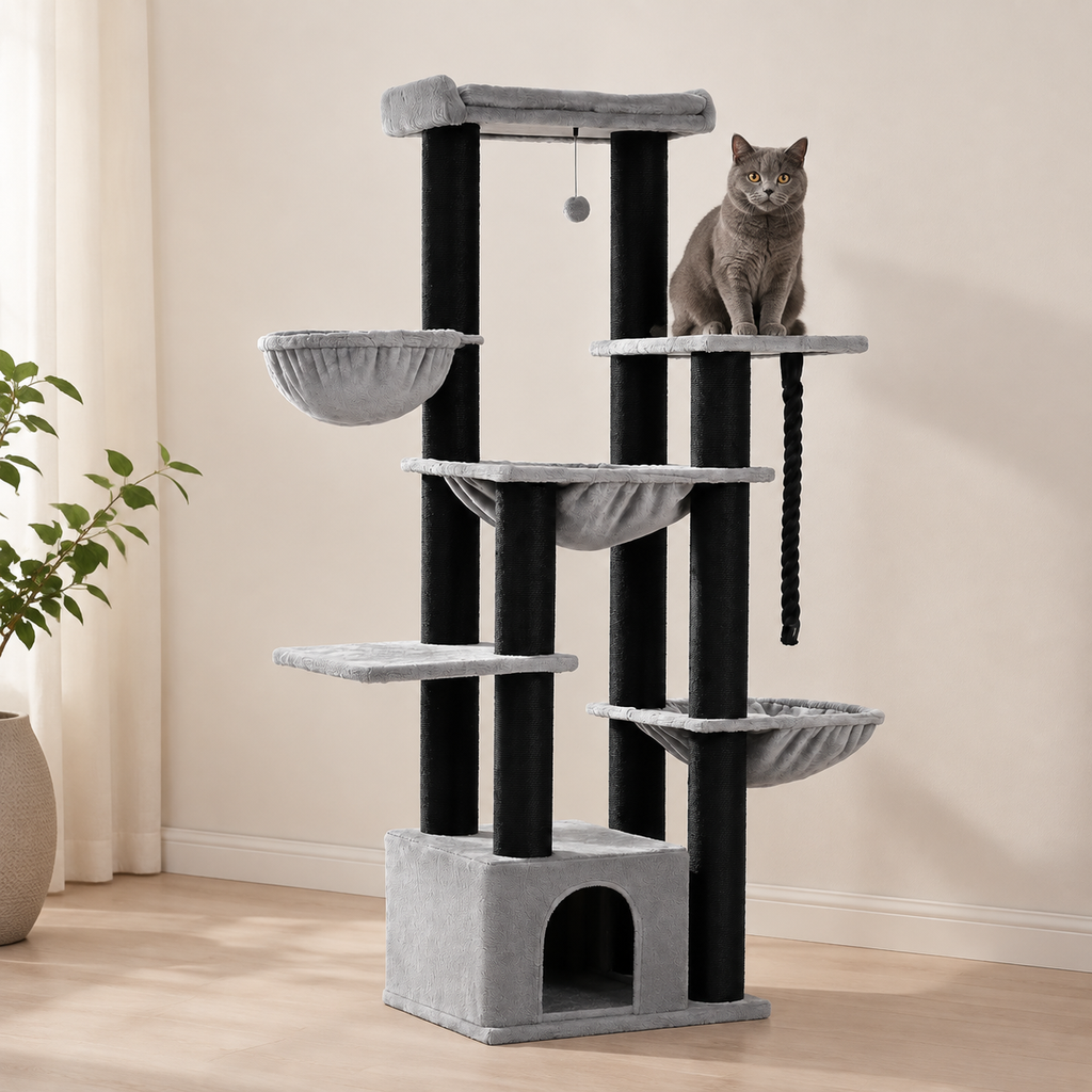L’arbre à chat XXL noir pour Maine Coon et chats de grande taille