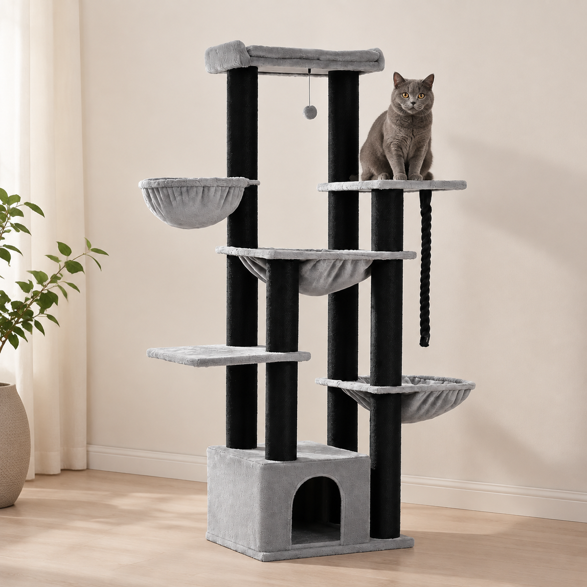 L’arbre à chat XXL noir pour Maine Coon et chats de grande taille