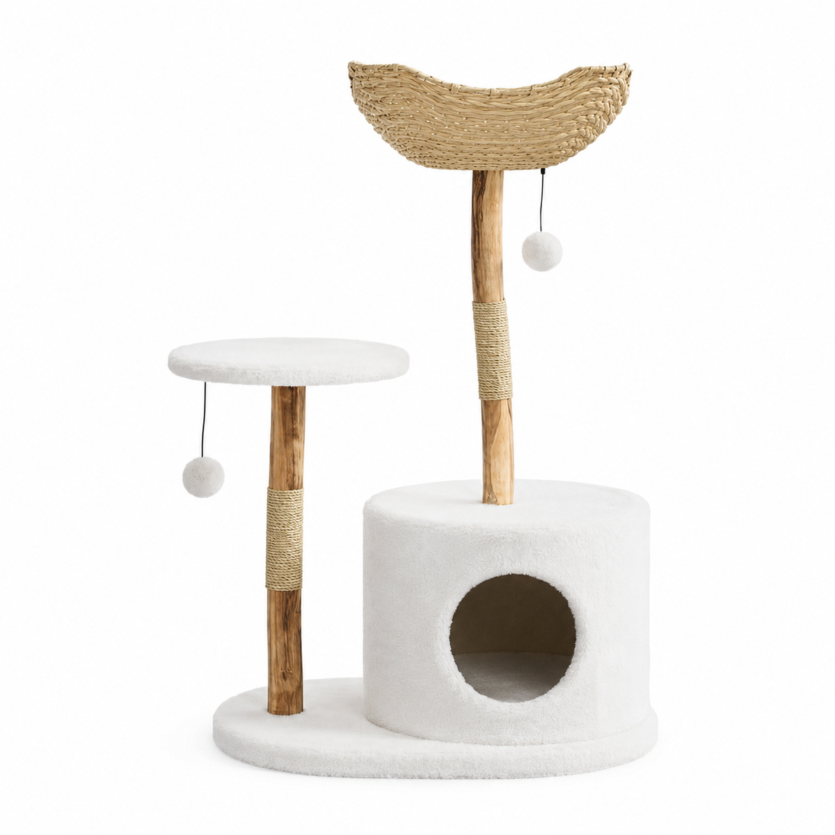 Arbre à chat design en bois et rotin