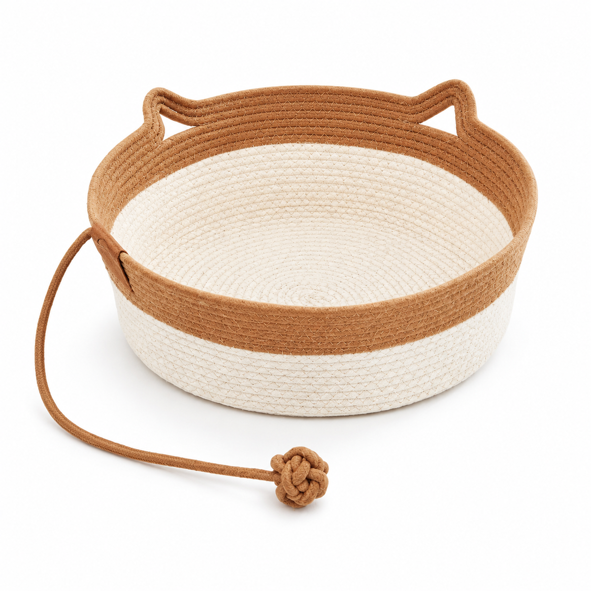 Panier en osier pour chat avec jouet intégré