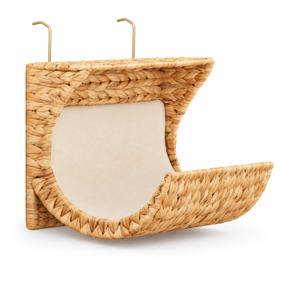 Hamac de radiateur en jacinthe tressée pour chat avec coussin