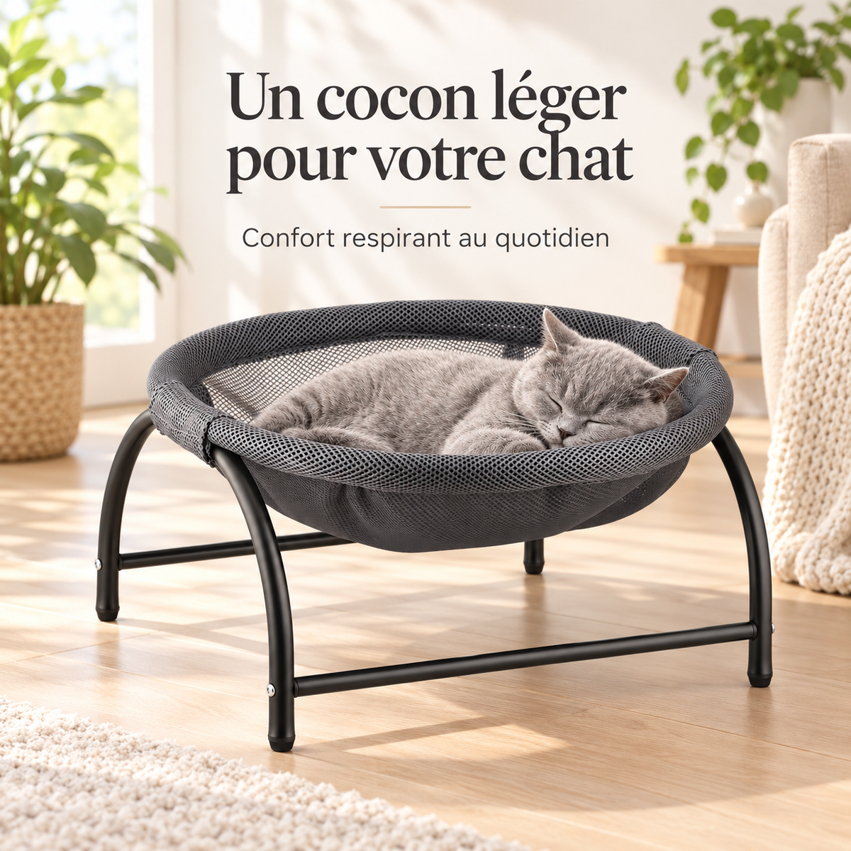 Hamac surélevé rond pour chat et petit chien