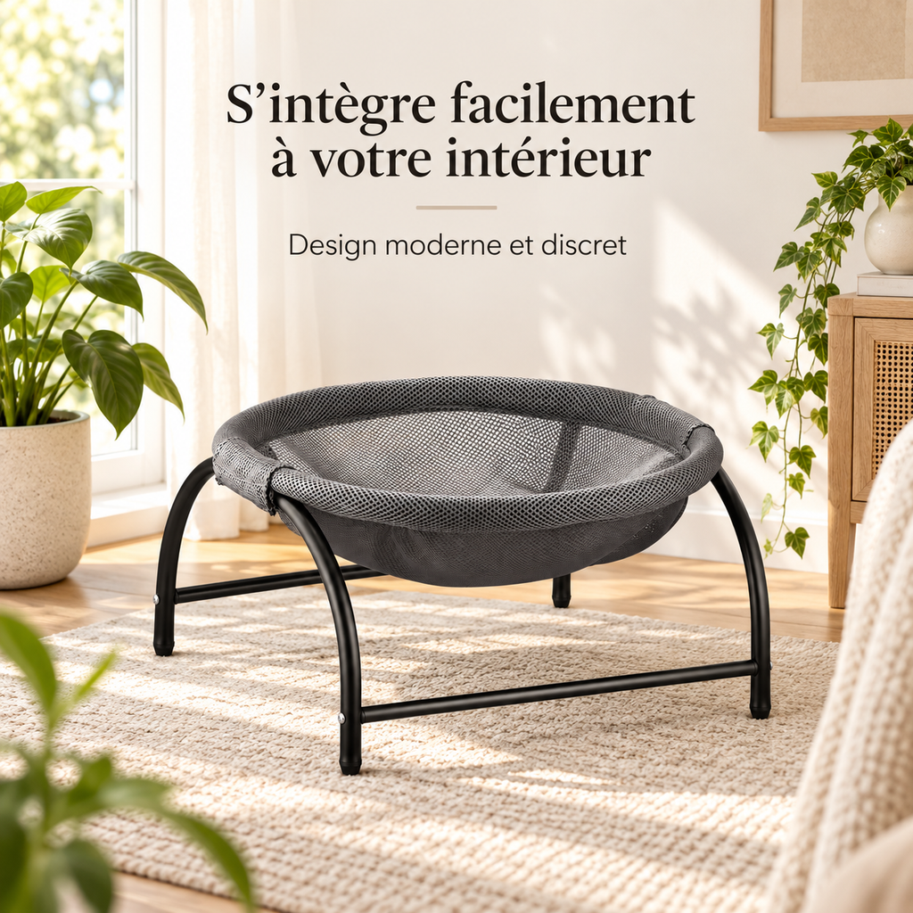 Hamac surélevé rond pour chat et petit chien