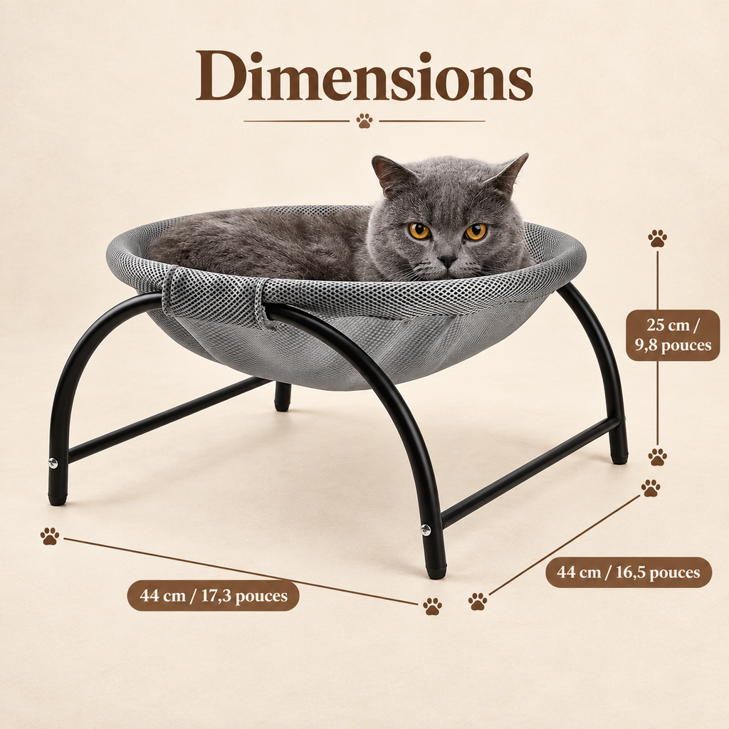 Hamac surélevé rond pour chat et petit chien