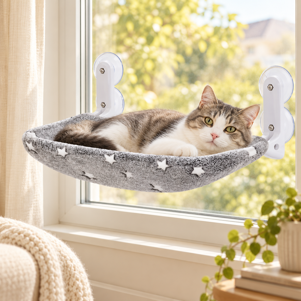 Hamac de fenêtre pliable pour chat à double face