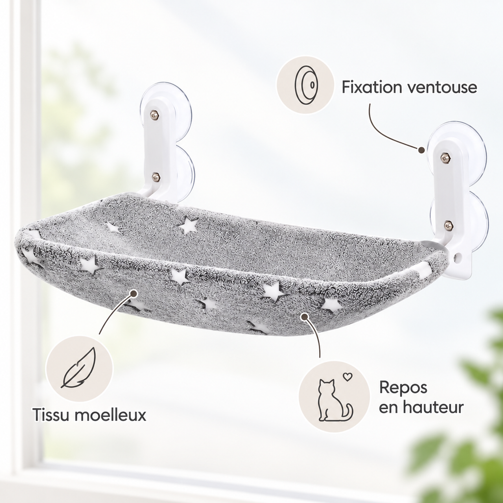 Hamac de fenêtre pliable pour chat à double face
