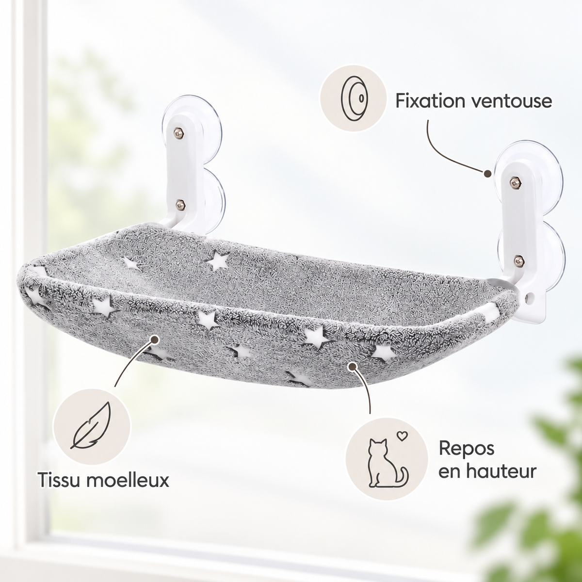 Hamac de fenêtre pliable pour chat à double face
