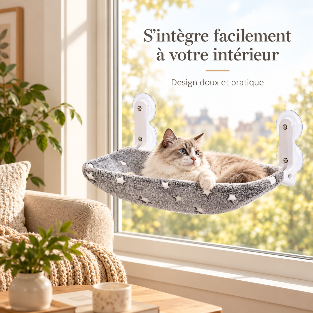 Hamac de fenêtre pliable pour chat à double face