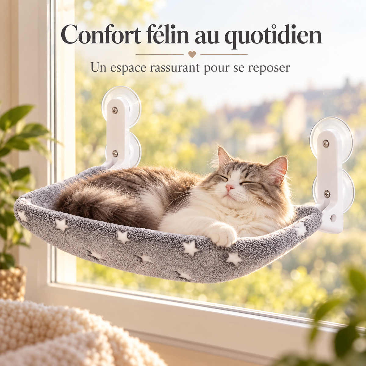 Hamac de fenêtre pliable pour chat à double face