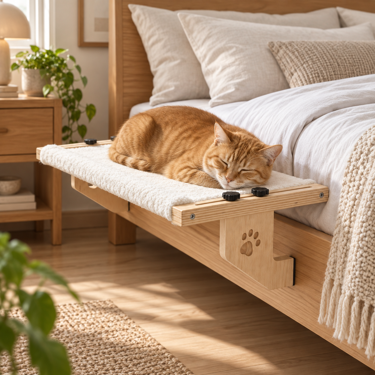 Hamac-lit surélevé en bois pour chat