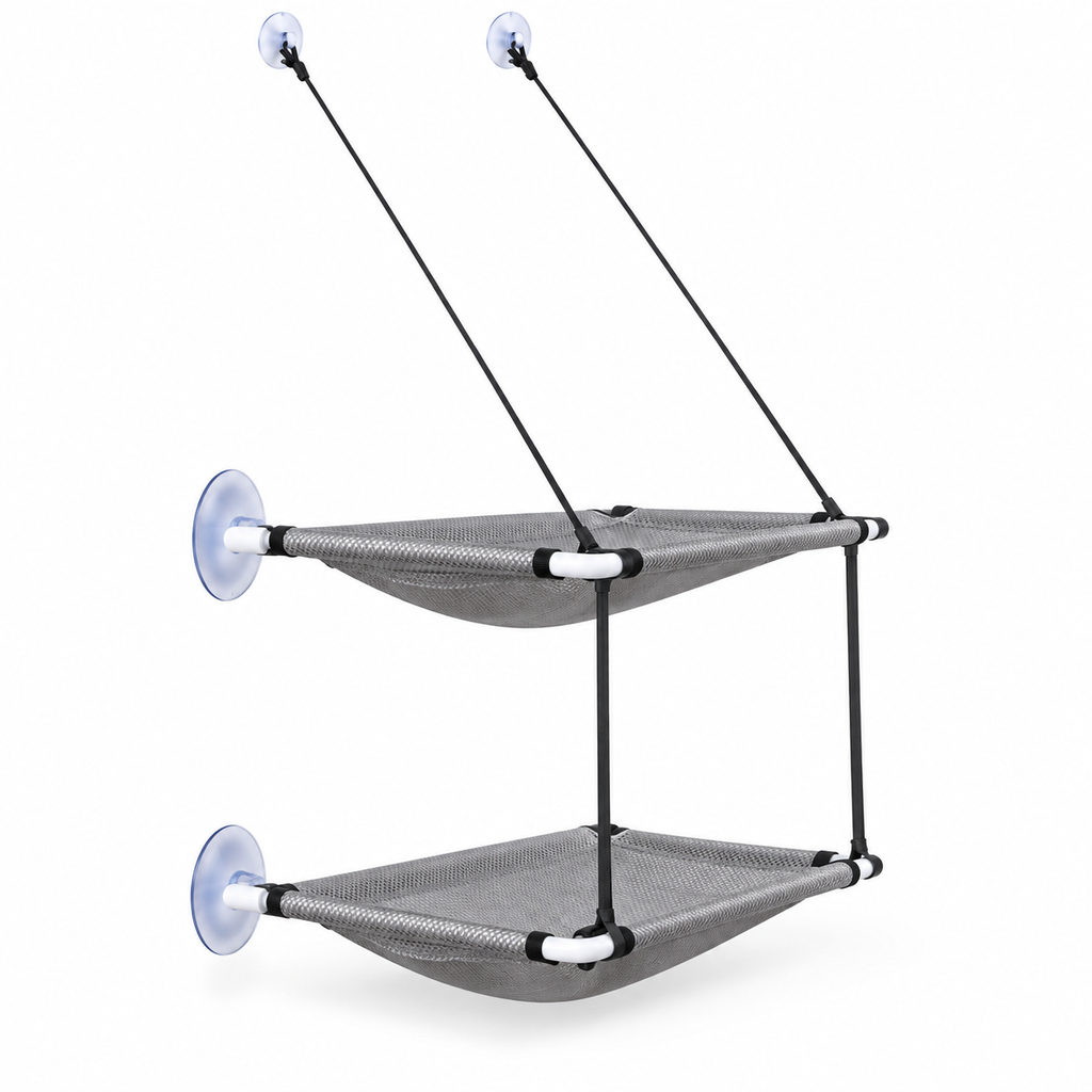Hamac de fenêtre double niveau pour chat avec ventouses