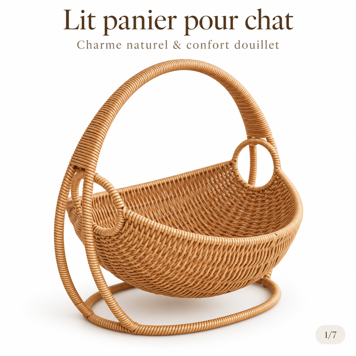 Lit suspendu effet rotin pour chat avec support