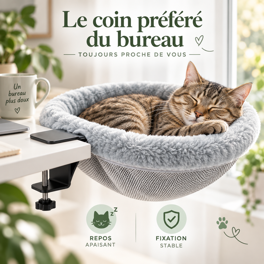 Lit hamac pliable pour chat à fixer au bureau