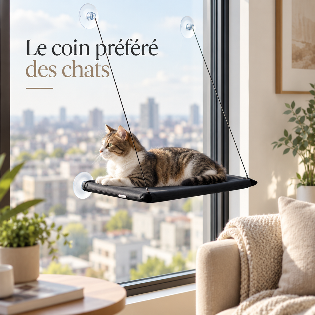 Hamac pliable de fenêtre pour chat avec ventouses