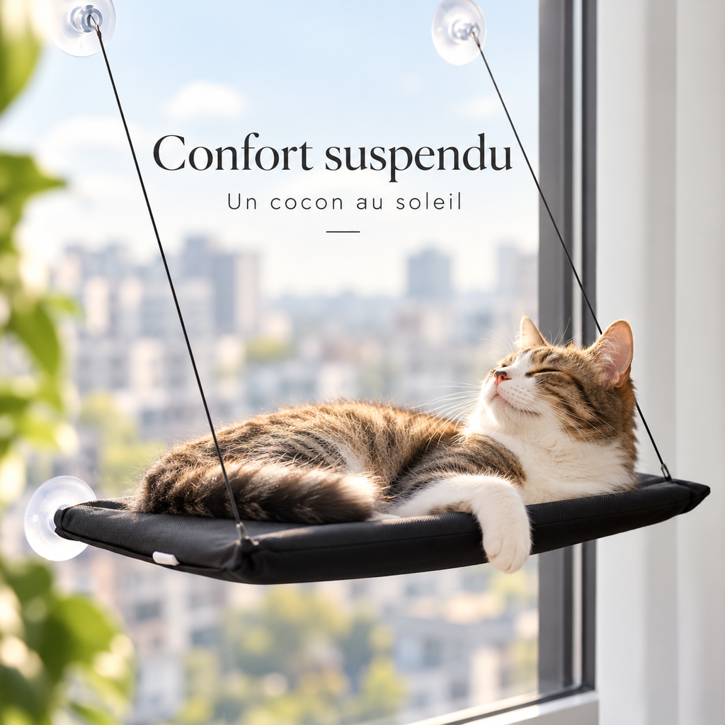 Hamac pliable de fenêtre pour chat avec ventouses