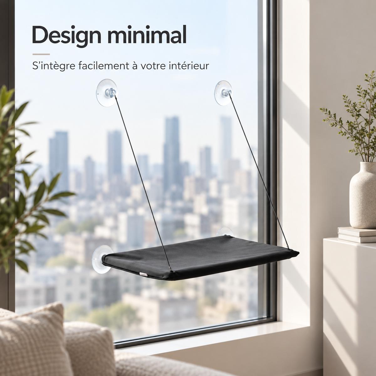 Hamac pliable de fenêtre pour chat avec ventouses